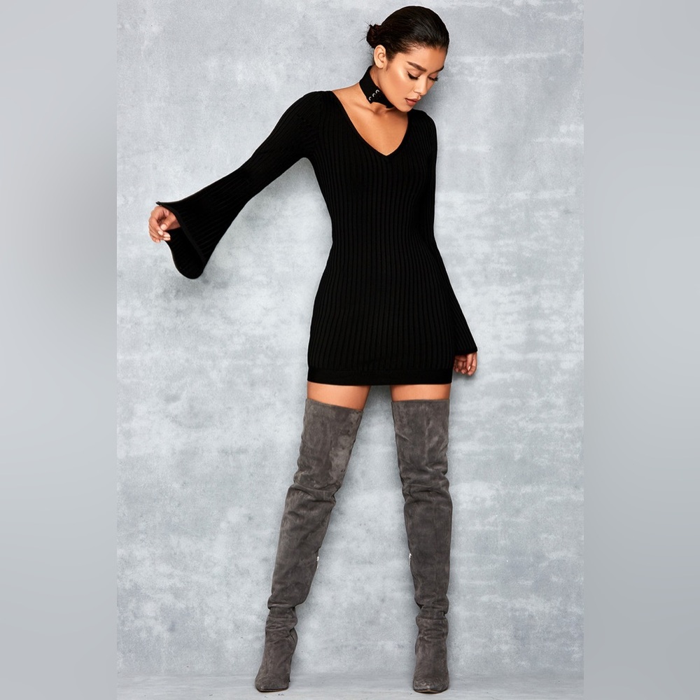 Mistress rocks Black Flare Sleeved Choker Bandage Dress -Size XS